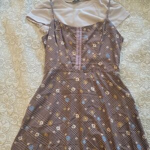 Lily Rose Brown Floral Mini Dress with Spaghetti Straps